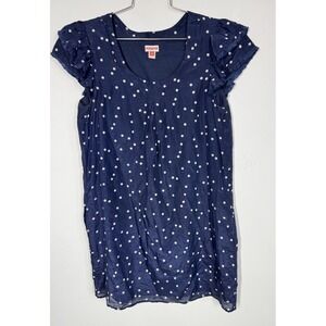Persifor Polka Dot Short Sleeve Shift Dress Ruffle Sleeves Womens M Silk Blend